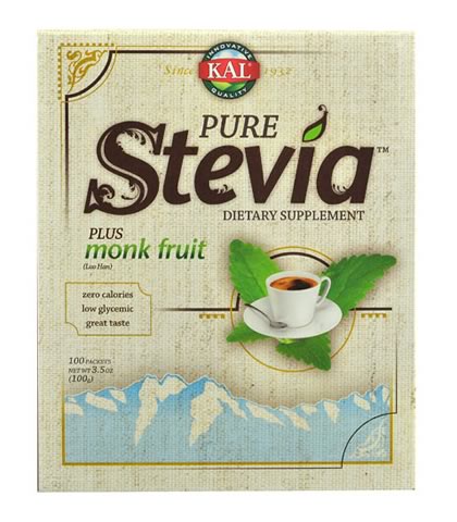 Pure Stevia Plus Monk Fruit, KAL 100 Packets - Click Image to Close